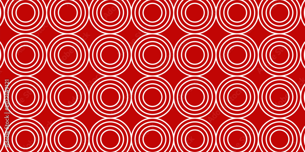 Fototapeta premium Red and White Concentric Circle Seamless Pattern
