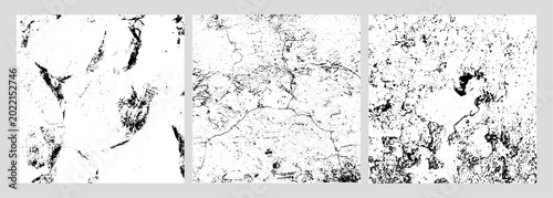 Canvastavla Three black-and-white panels with distinct distressed textures rough speckled su