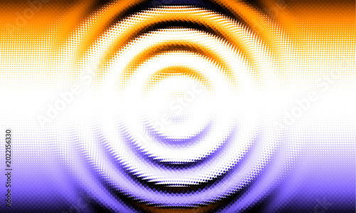 Dynamic ripple halftone mesh pattern with orange and purple gradient effects perfect for modern abstract vector backgrounds motion graphics or