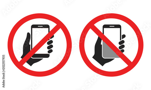 Obraz na plátně No phone sign with hand holding smartphone on white background