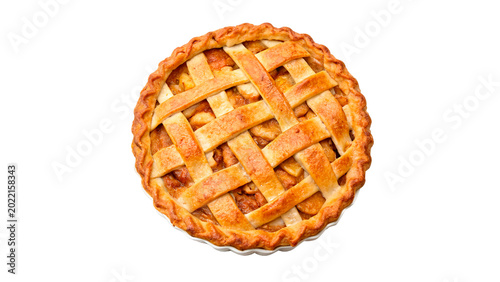 Bild auf Leinwand A delicious traditional golden baked homemade apple or berry lattice pie top vie