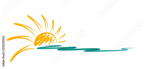 A sun dawn symbol in the sea.