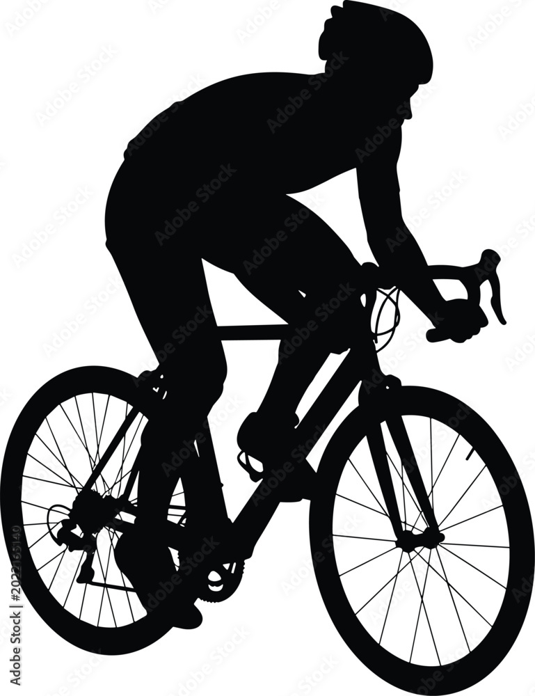 Obraz premium Cyclist riding bicycle in dynamic motion with focused expression