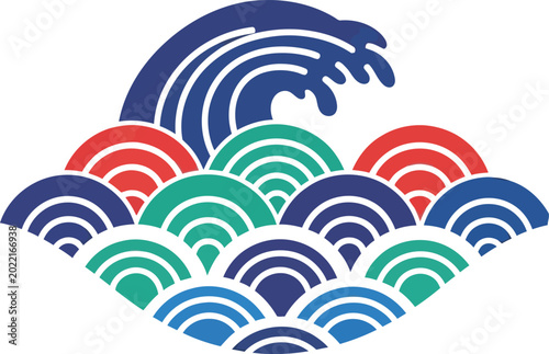 Colorful wave graphic design element.
