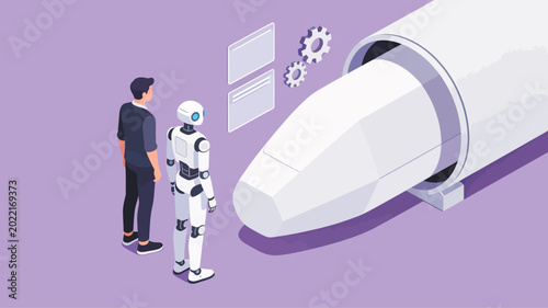 Bild auf Leinwand Synergistic collaboration between human and artificial intelligence, propelling