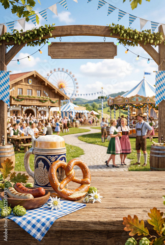 People Enjoy Festival With Food and Drinks at Outdoor Fairground on Sunny Day