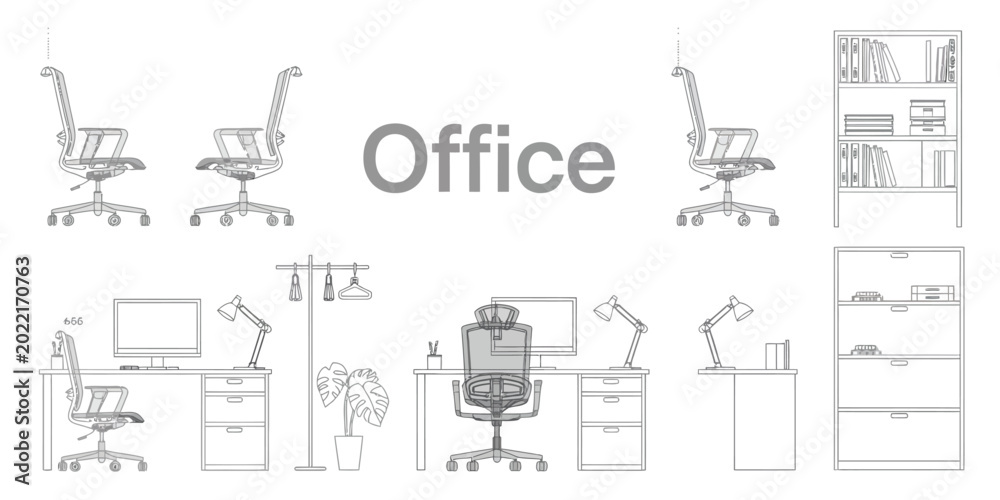 Obraz premium Office furniture and equipment in a workspace setting
