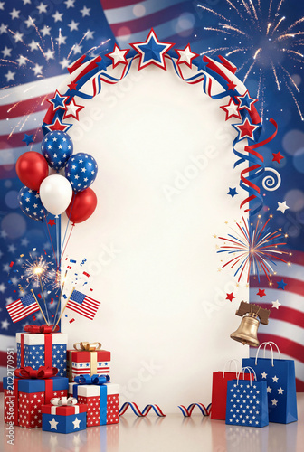 Celebration Scene With Decorations for a Festive Event in a Town Square Durin...