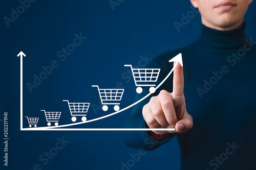 E-commerce growth and online shopping sales increase business concept