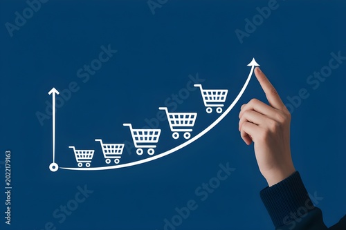 Online shopping growth and e-commerce sales performance concept