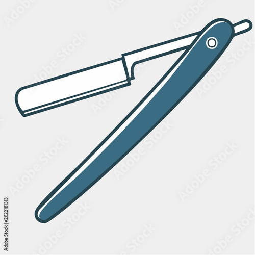 Foto Illustration of a blue straight razor