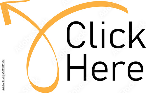 Click here arrow icon with text isolated on transparent background