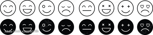 Photos Collection of smiling and frowning emoticon faces in black and white
