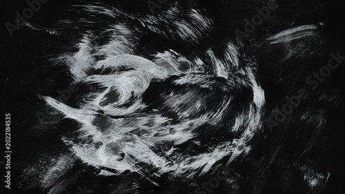 Abstract White Brush Strokes on Black Background