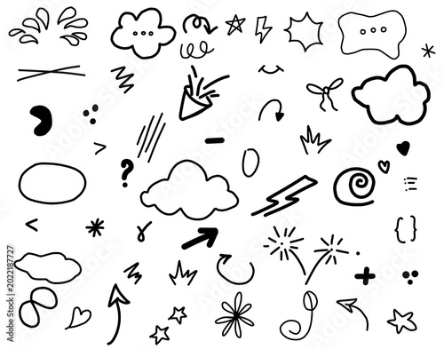 Hand drawn doodle elements set for social media and design
