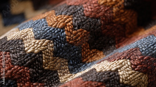 multicultural. Close-up of woven fabric in multicultural colors, symbolizing unity with warm earthy tones. event programs, museum guides, designed for cultural heritage projects and event programs.