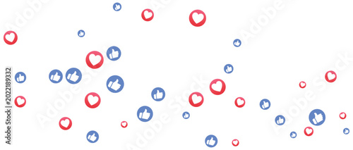 Foto Floating  Reaction Icons with Like and Love Emojis, Social Media Thumbs Up and H