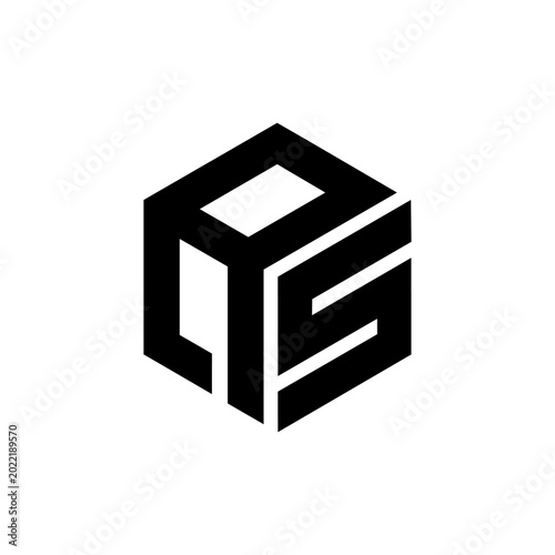 Modern bold 3D isometric logo combining letters A and S. Strong geometric black monogram with clean lines and premium architectural feel. Perfect for technology, finance, consulting, real estate