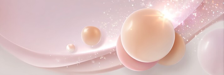 Modern juneteenth soft pastel sphere composition banner background with flowing ribbons and sparkles for website header and poster