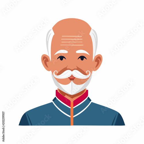Cartoon Portrait of an Elderly Gentleman with a Moustache