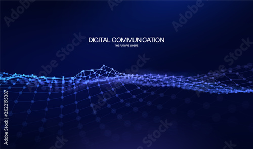 Fotografía Digital technology data with background network abstract for business communication future