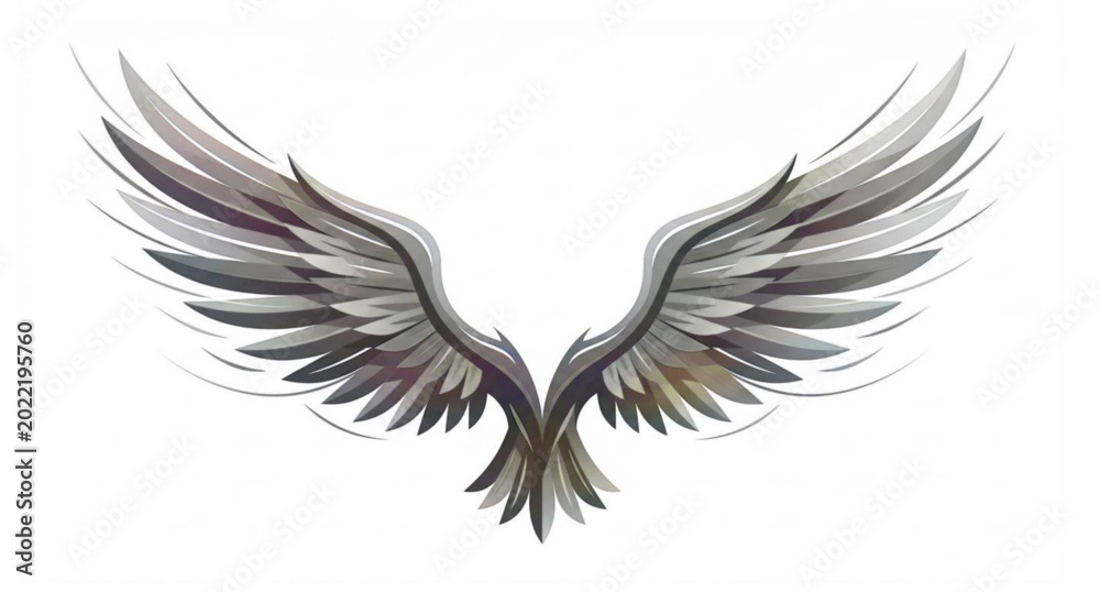 Obraz premium Abstract Bird Wings Silhouette Vector Art with Dynamic Motion and Spread Feather Shape