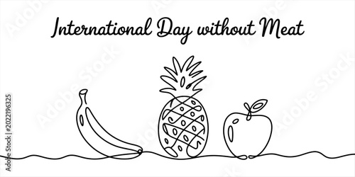 Tableau sur toile International day without meat conceptual illustration with hand drawn banana pi