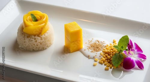 Mango Dessert Plate With Garnish.