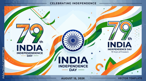 79th India Independence Day Vector Illustration celebrating freedom and national pride with Ashoka Chakra symbol
