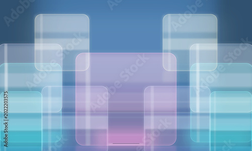 Quadro su tela Abstract modern design featuring layered transparent rectangles in varying shade