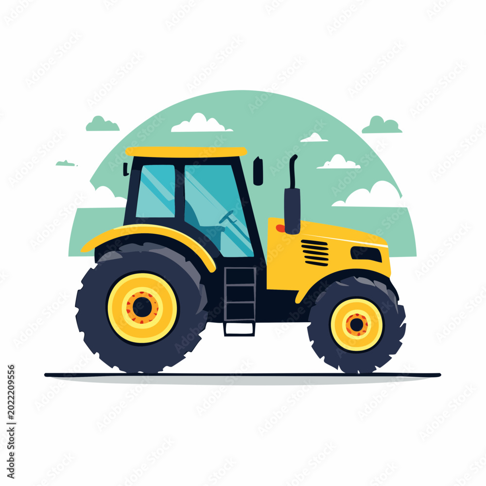 Naklejka premium Yellow Tractor Illustration