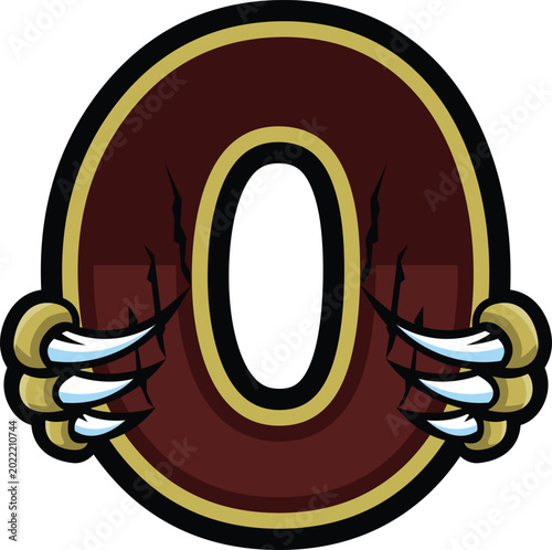 Alphabet Letter O Wolverine Claw Mascot Logo T-shirt Design Vector Illustration