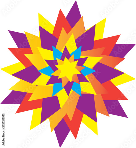 Abstract colorful mandala flower,starburst,explosion,burst design.