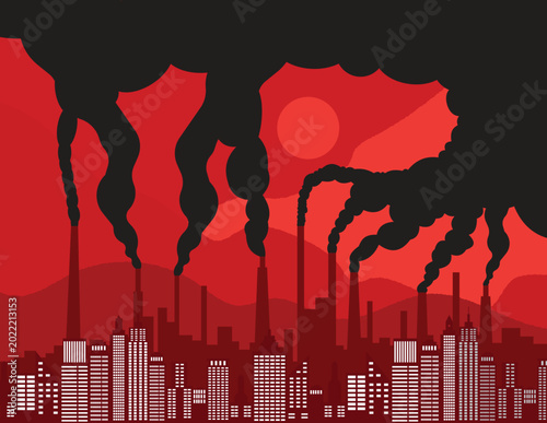 Tableau sur toile Smog polluted urban landscape