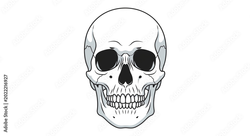 Obraz premium Human Skull Illustration Front View.