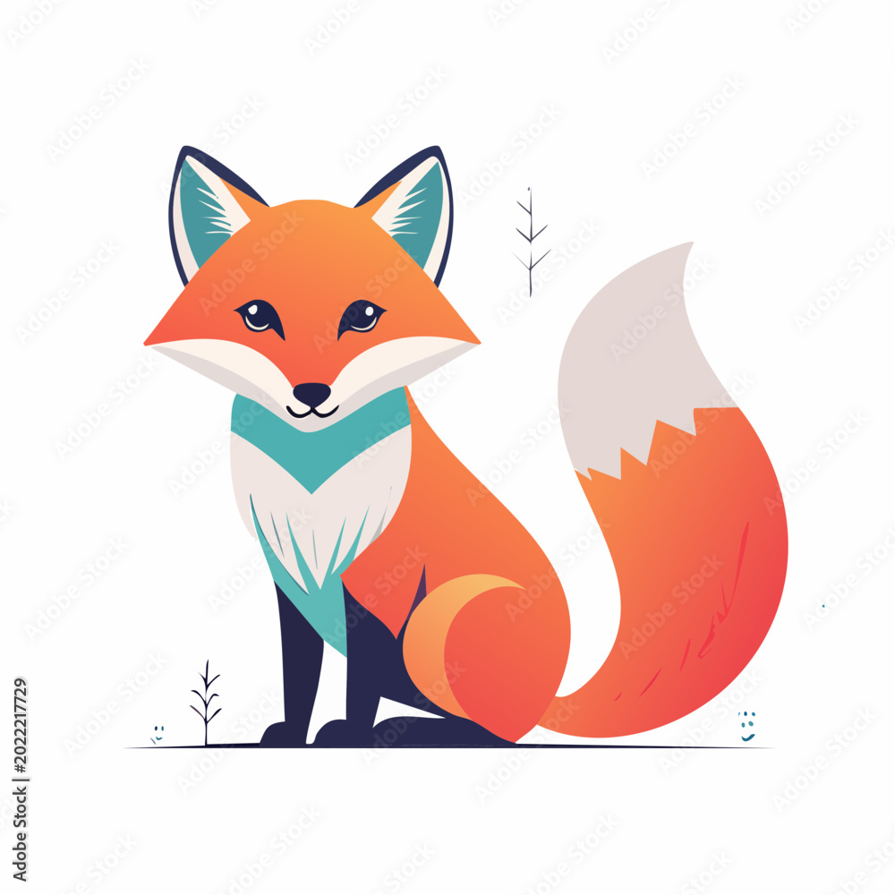 Fototapeta premium Cute Cartoon Fox Illustration