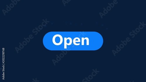 Blue Open Button UI Interface With Clear Call to Action for Web and Mobile Apps. Design animation 4k video.