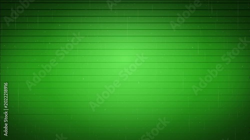 Green screen display with horizontal lines, analog TV retro logo.