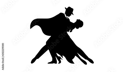Tableau sur toile Stylish tango dance couple vector illustration romantic ballroom performance iso