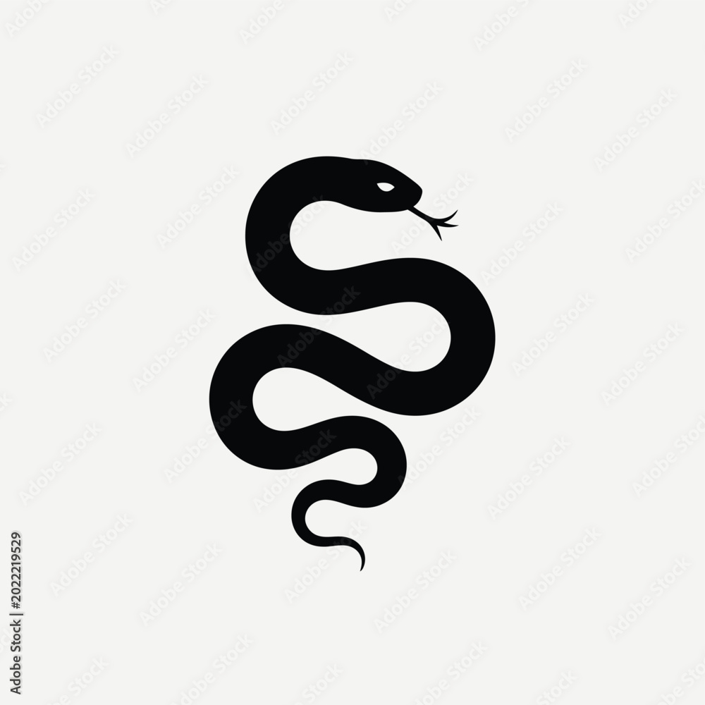 Fototapeta premium black snake silhouette icon isolated on white background