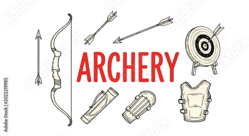 Canvastavla Archery equipment and target illustration.