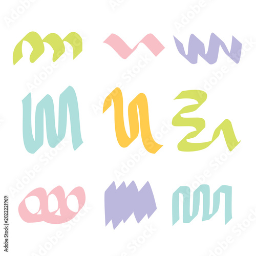 Set Of Colorful Hand Drawn Scribble Doodle Elements Collection