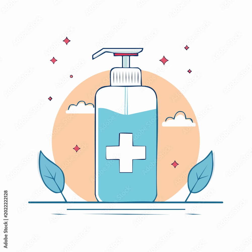 Fototapeta premium Hand Sanitizer Bottle with Cross Symbol