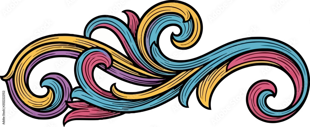 Fototapeta premium Colorful swirling abstract decorative element design.