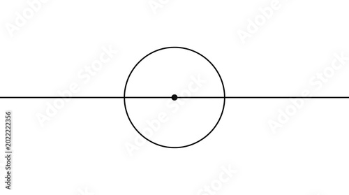 Tableau sur toile Minimalist geometric illustration featuring a simple circle bisected by a straight horizontal line