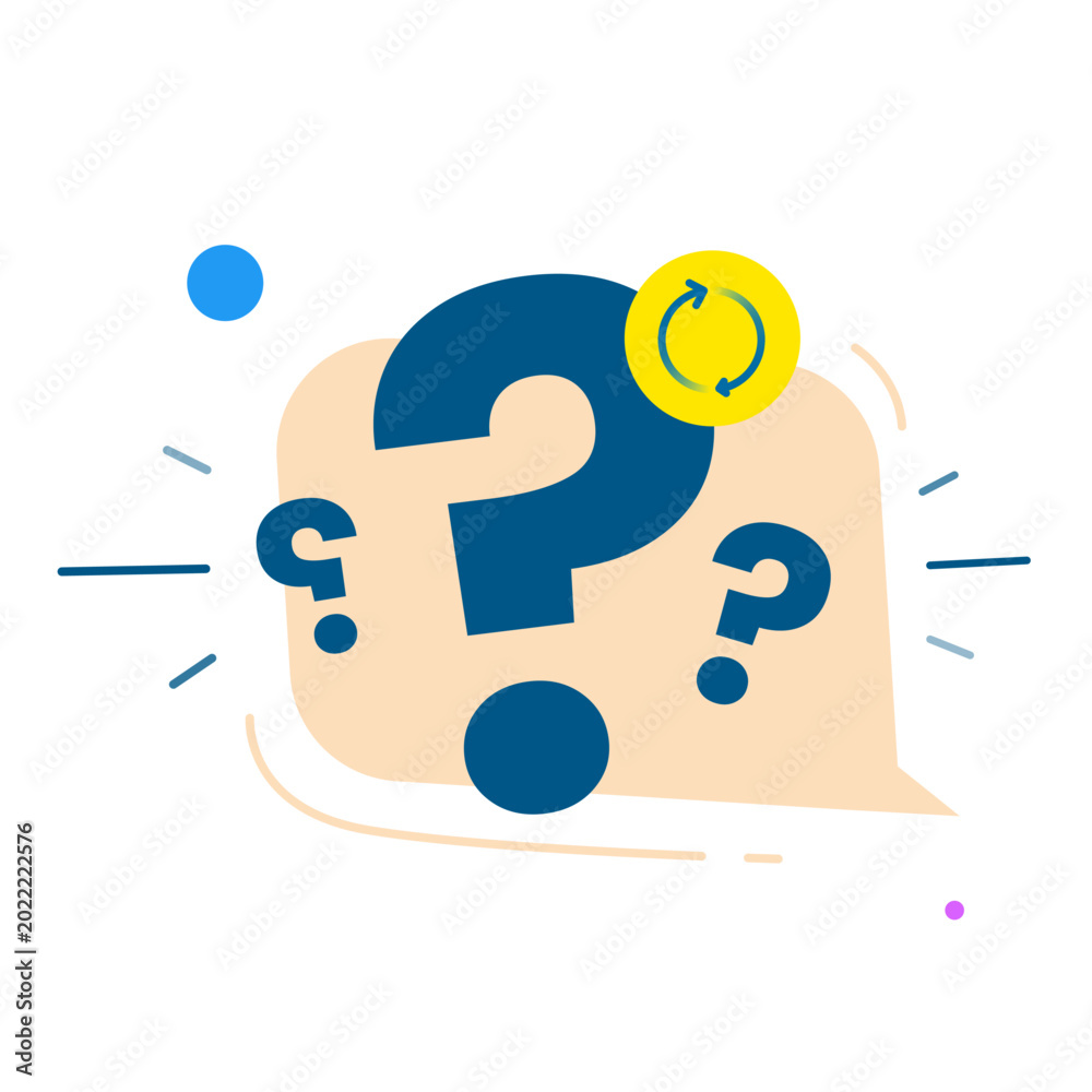 Φωτογραφία Vector illustration of chat bubble with question mark, circular arrows