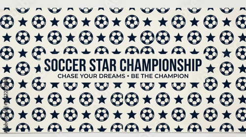 Soccer Star Championship Emblem with Typography.