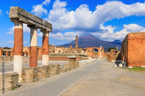 Tableau sur toile The Forum of Pompeii and Mount Vesuvius