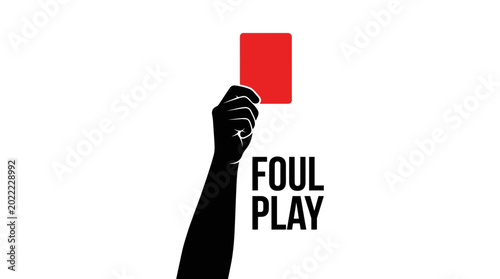 Vászonkép Silhouette of a referee hand holding a red card for foul play.