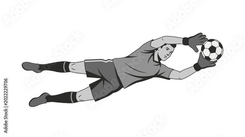 Quadro em tela Illustration of a soccer goalkeeper diving to catch a ball.